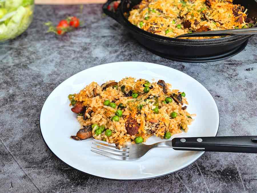 Crispy Rice With Chorizo And Mushrooms Recipe Cuisine Fiend